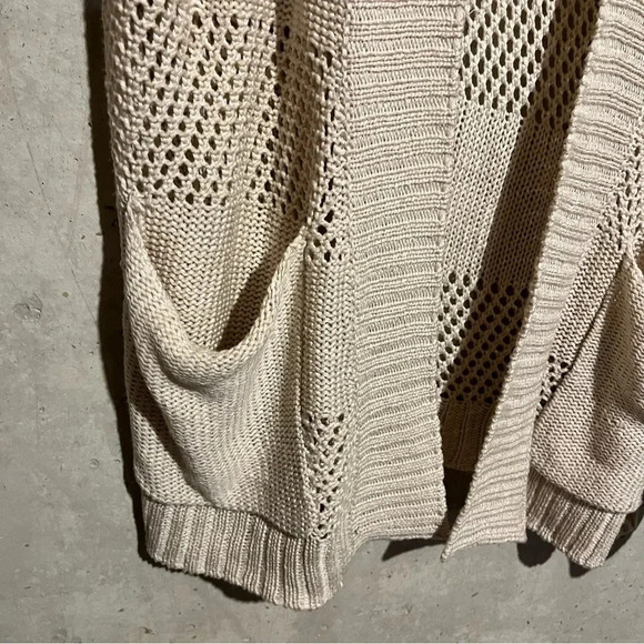 Element Skateboarding Long Cardigan Sweater Size Large Striped Beige Crochet - Picture 3 of 8